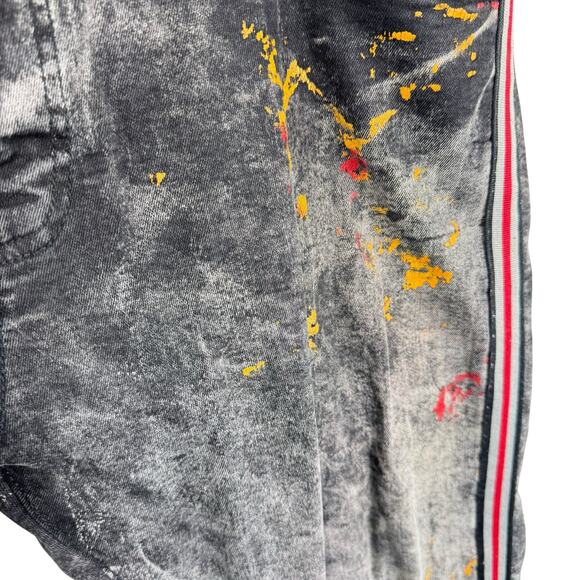 Jordan Craig Legacy Edition Side Stripe Black Acid Paint Splatter Jeans 38 x 32 - Picture 3 of 10
